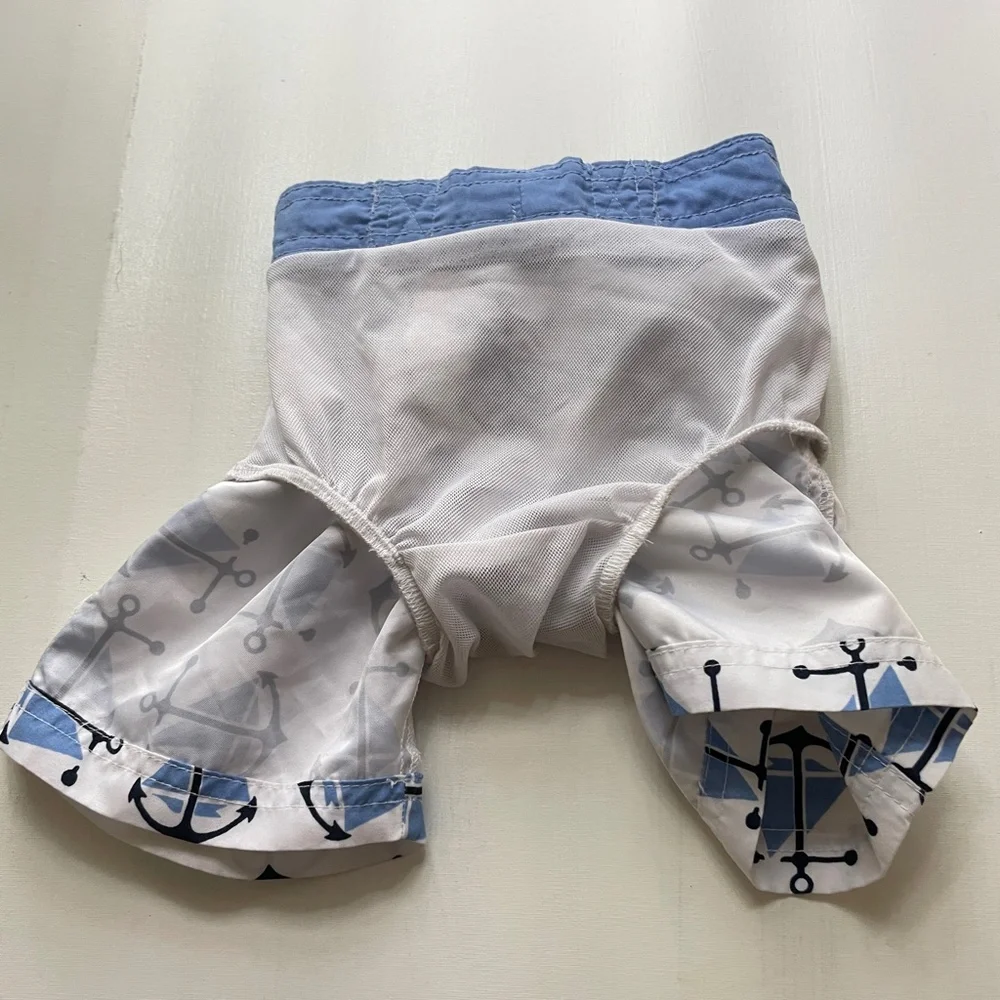 Janie and Jack Toddler Boys 12-18 Months Sailboat Anchor Swim Shorts White Blue